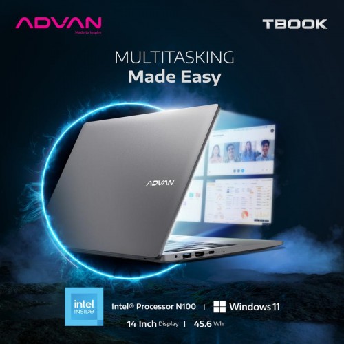 ADVAN Laptop TBook Celeron N100 Intel N100 4Gb/128GB 14" HD Free Windows 11- Garansi Resmi ADVAN Laptop TBook Celeron N100 Intel N100 4Gb/128GB 14" HD Free Windows 11- Garansi Resmi