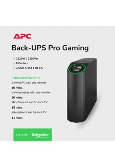 APC Back-UPS Pro Gaming Sinewave BGM2200-MSX - Hitam